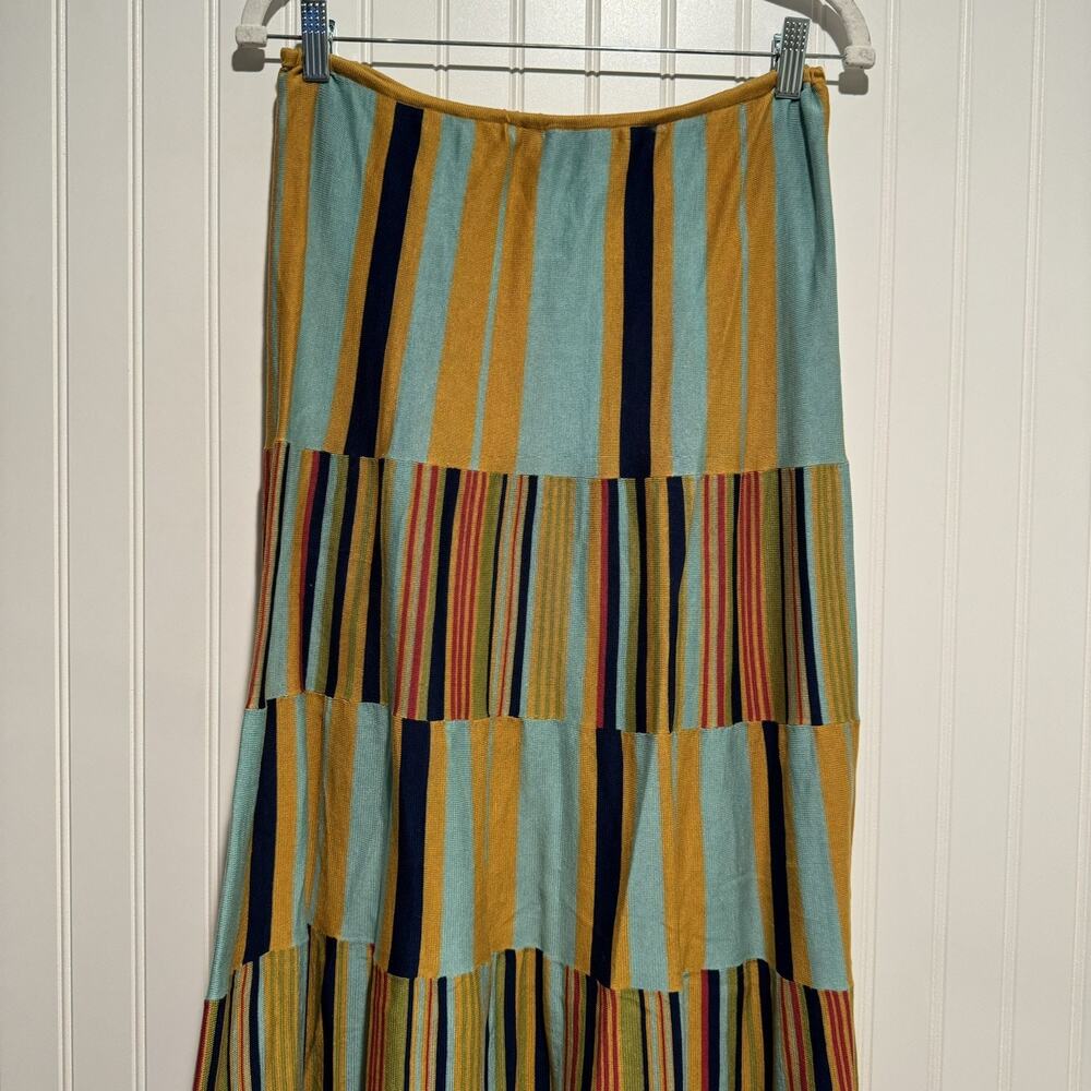 Double D Ranch Striped Cotton Knit Maxi Skirt Size Medium Western Aztec Boho - Picture 2 of 5